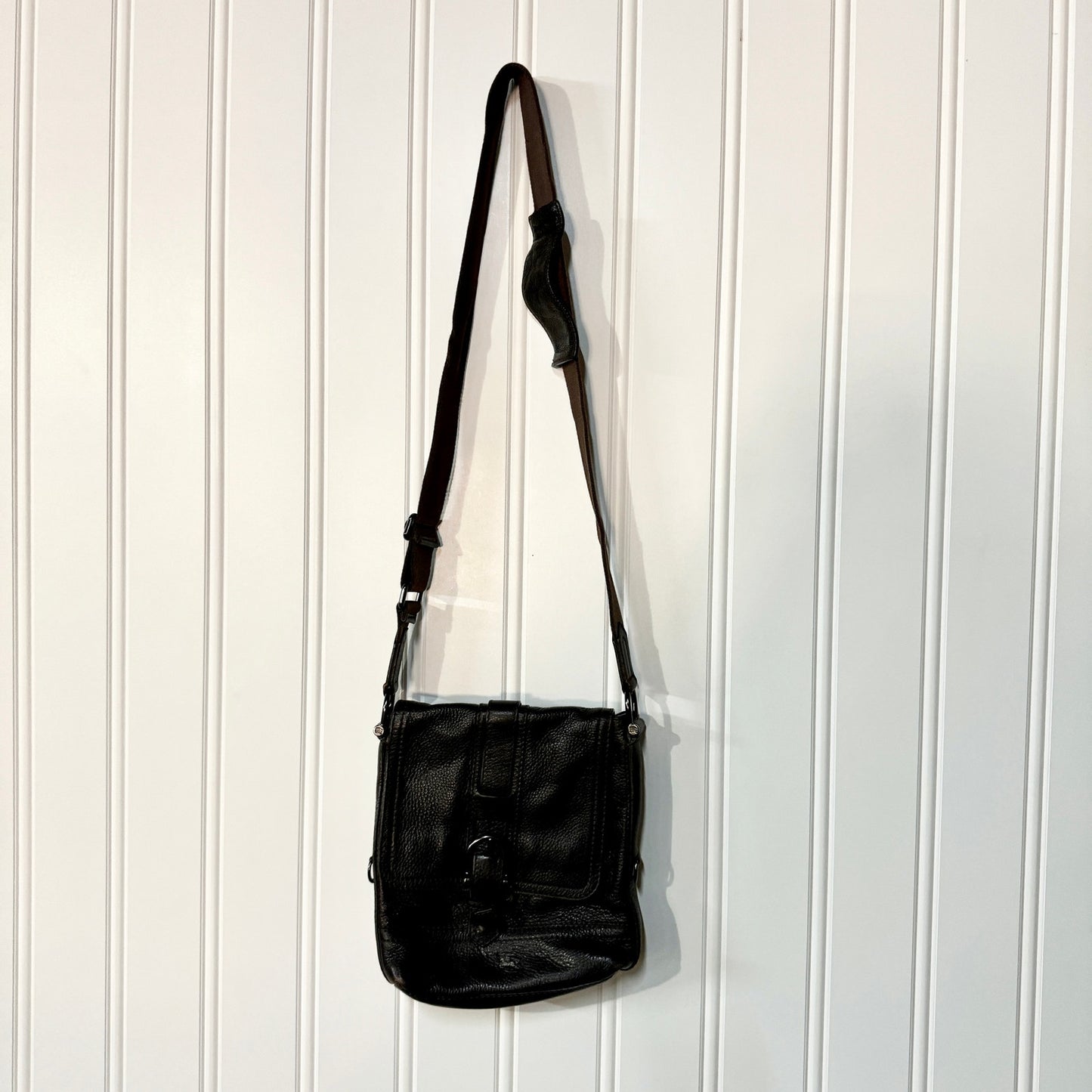 VINTAGE BURBERRY DARK BROWN LEATHER NOVA CHECK BOHO SHOULDER BAG PURSE,W/COVER