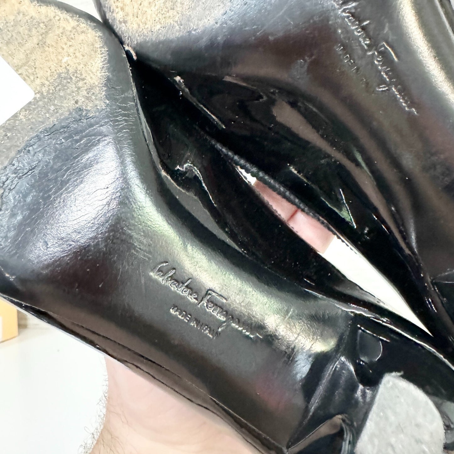 Salvatore Ferragamo Heels Women Size 6.5 Grace Black Nero Calf 2 1/2" Bow Stitch