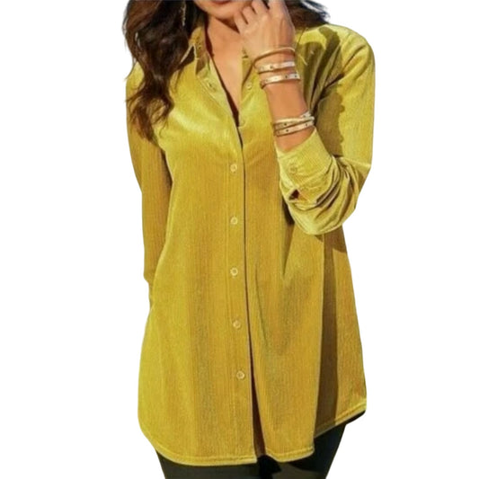 Soft Surroundings Women’s Amber Green Mustard Yellow Ribbed Velvet Casual Large