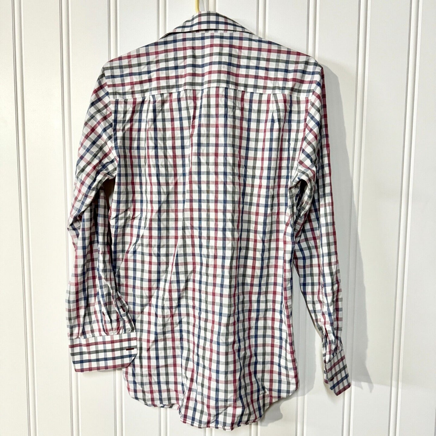 Dave Donahue Mens Size S Blue & Red Plaid Button Up Slim Fitting Collared Shirt