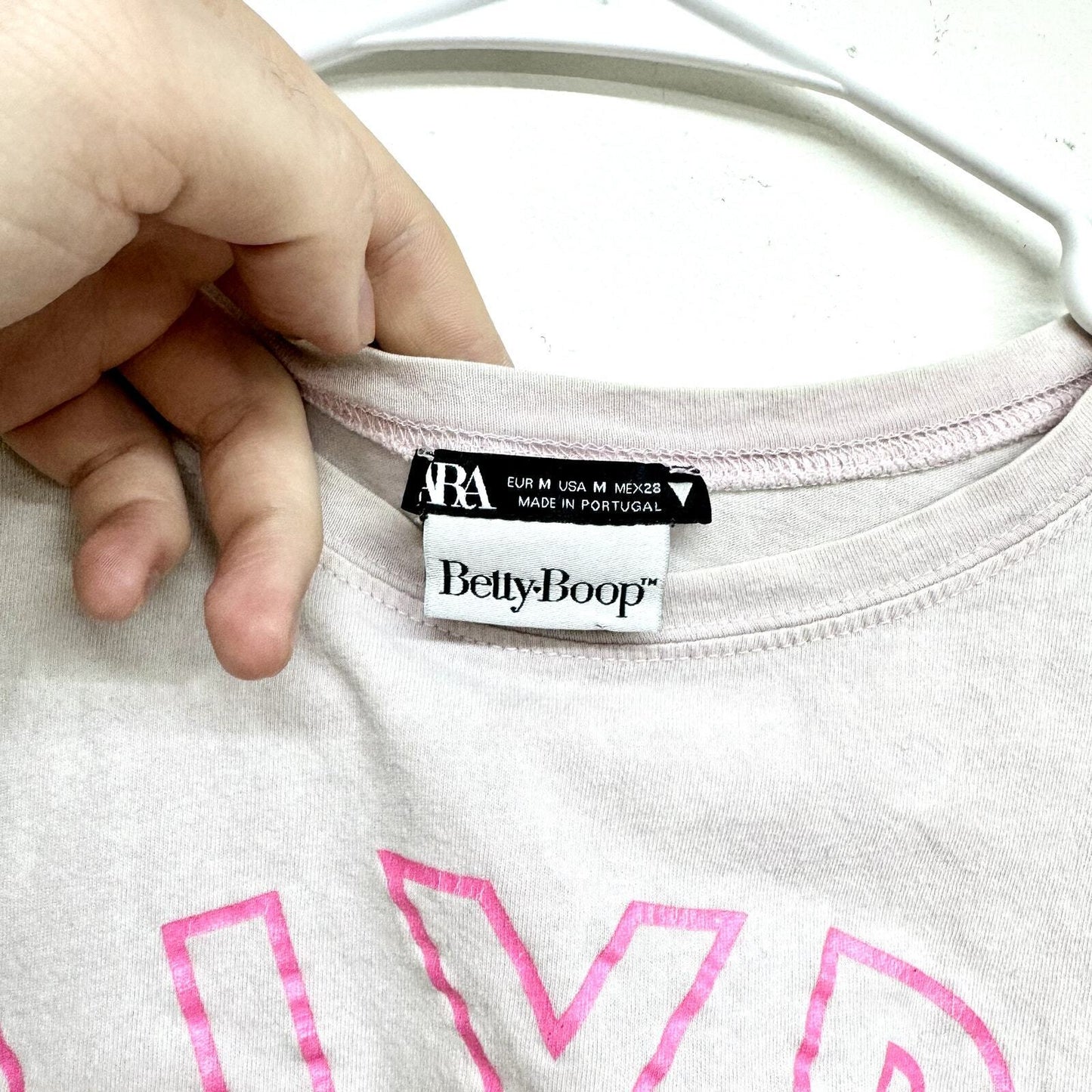 ZARA X BETTY BOOP Top Women Size Medium Pink Graphic Limited Edition Short Sleev
