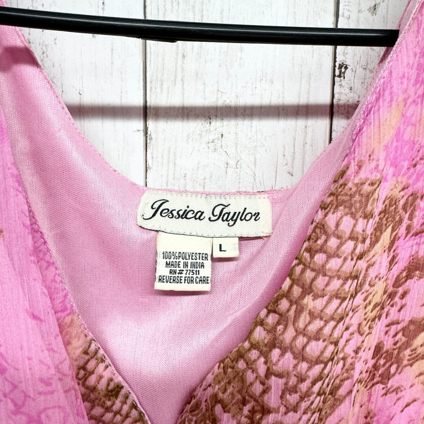JESSICA TAYLOR Dress Women Size L Polyester Pink High Low Maxi Sleeveless Sheer