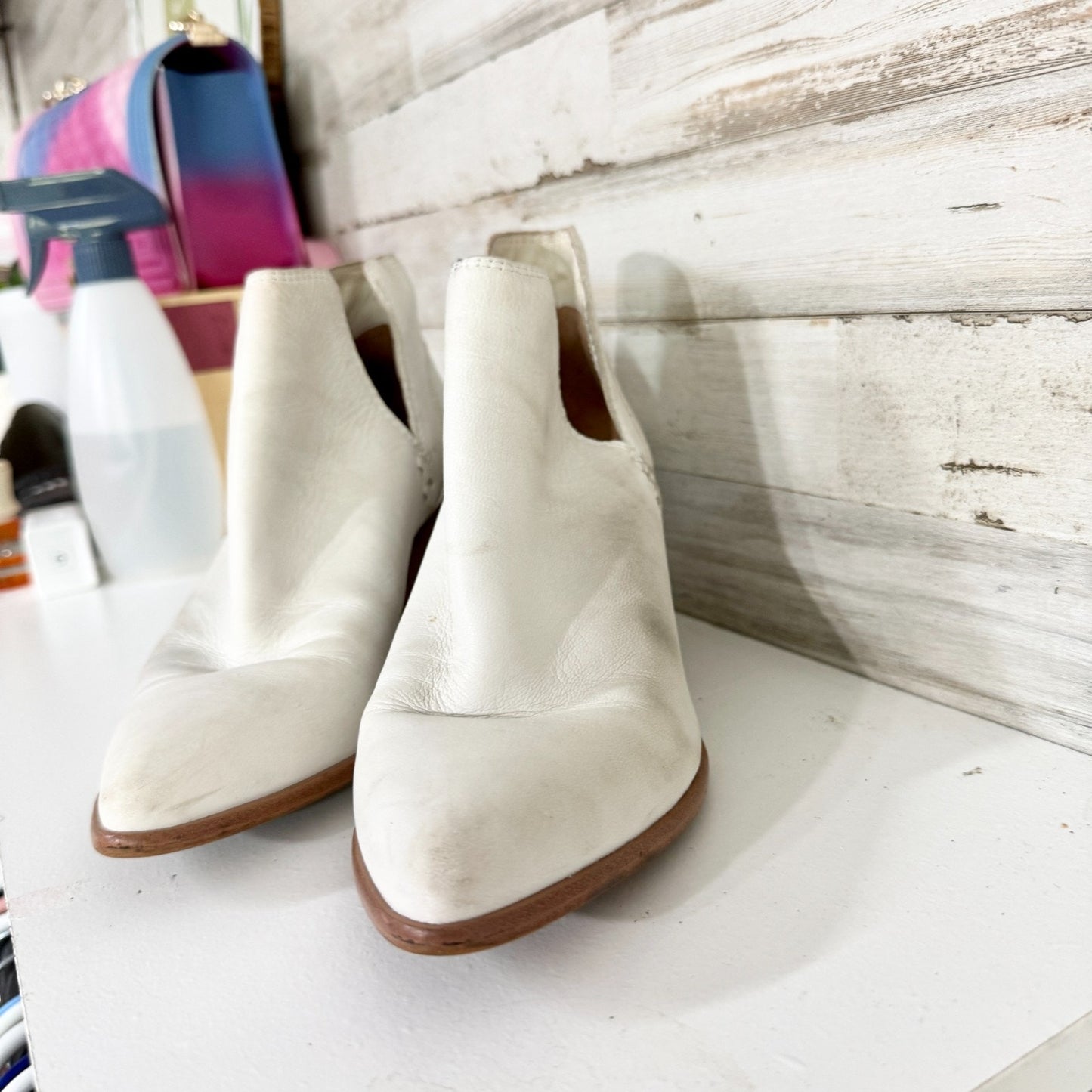 Frye Shoes Women Size 6M Cream Leather Cut Out Ankle Bootie Boots Shootie Casual