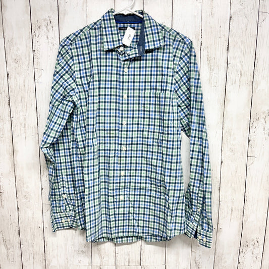 Van Heusen Shirt Men Size Small Slim Fit Collared Plaid Long Sleeve Button Down