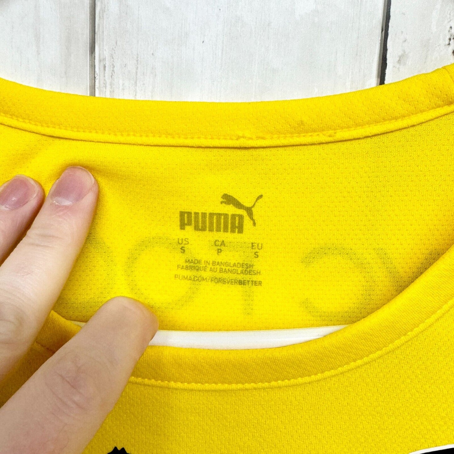 PUMA Top Women Size S Jersey Short Sleeve NYC Footy Round Neck Polyester Yellow