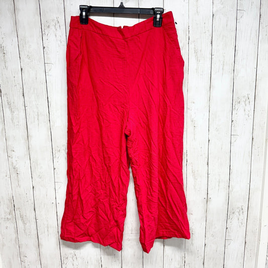 City Studio Pants Women Size 11 Red Crop Wide Leg Zip Back Casual Flared Pockets