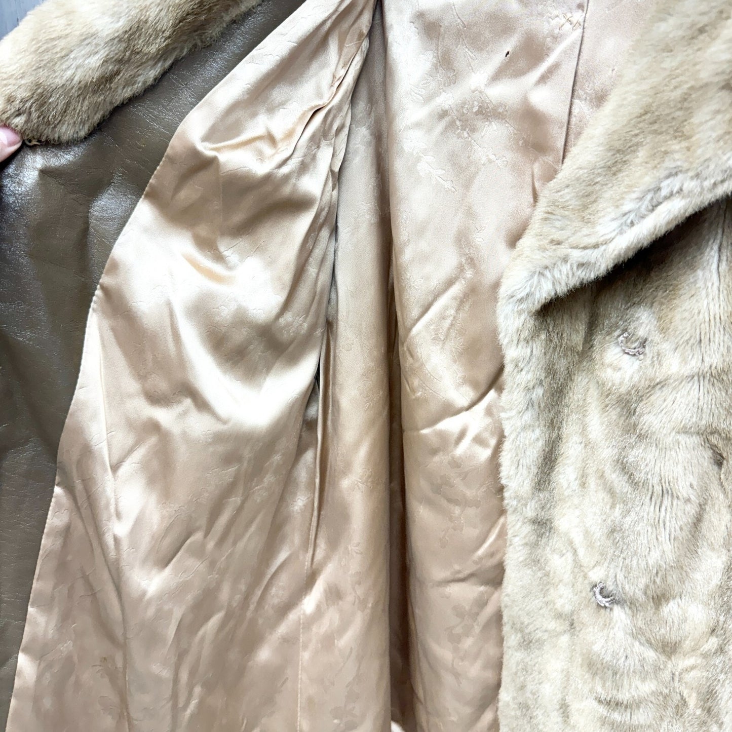 Vintage Coat Unisex Sz 14 Mink Fur Collared Long Sleeve Peacoat Front Pockets