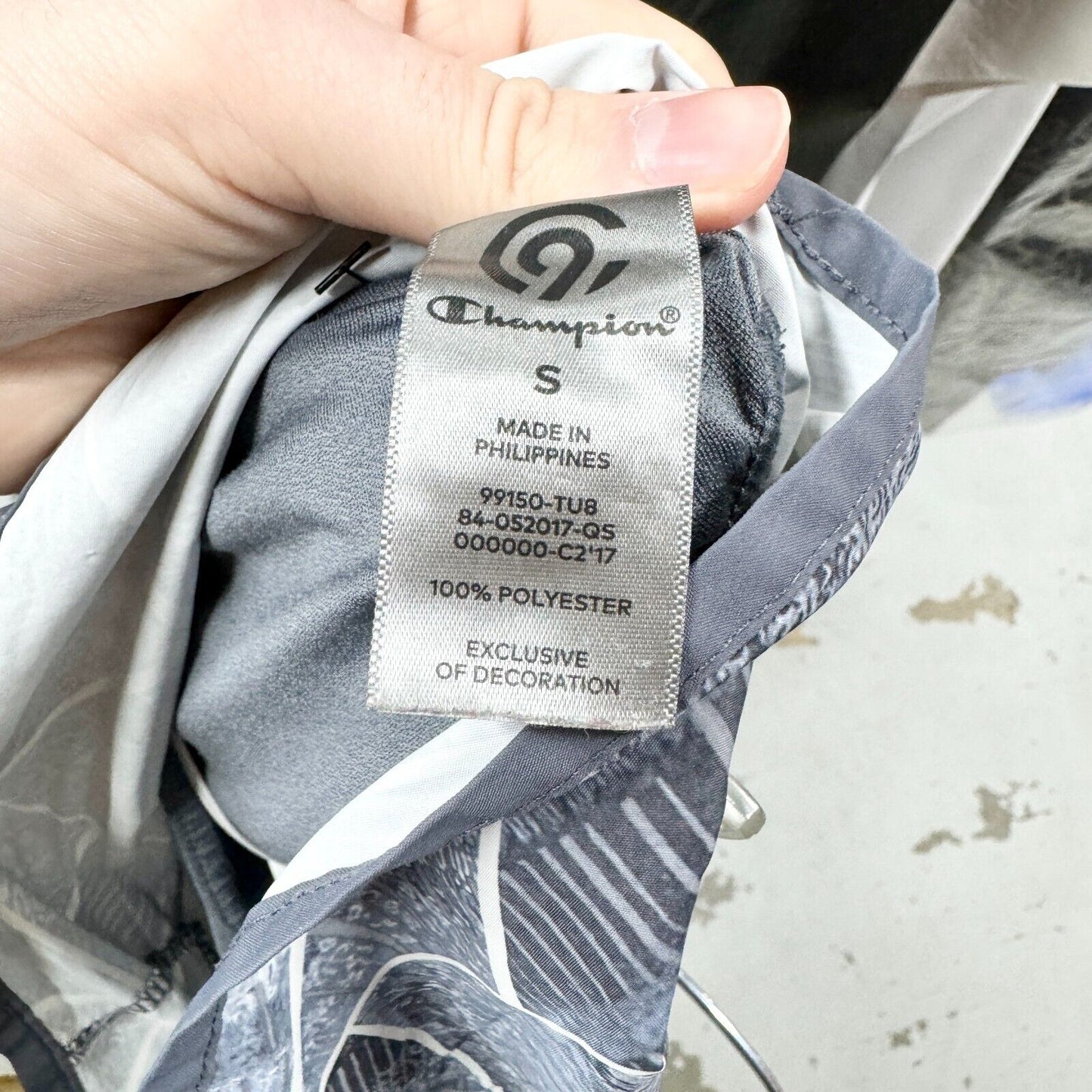 CHAMPION Shorts Women S Grey Abstract Low Rise Mini 3" Running Athletic Shorts