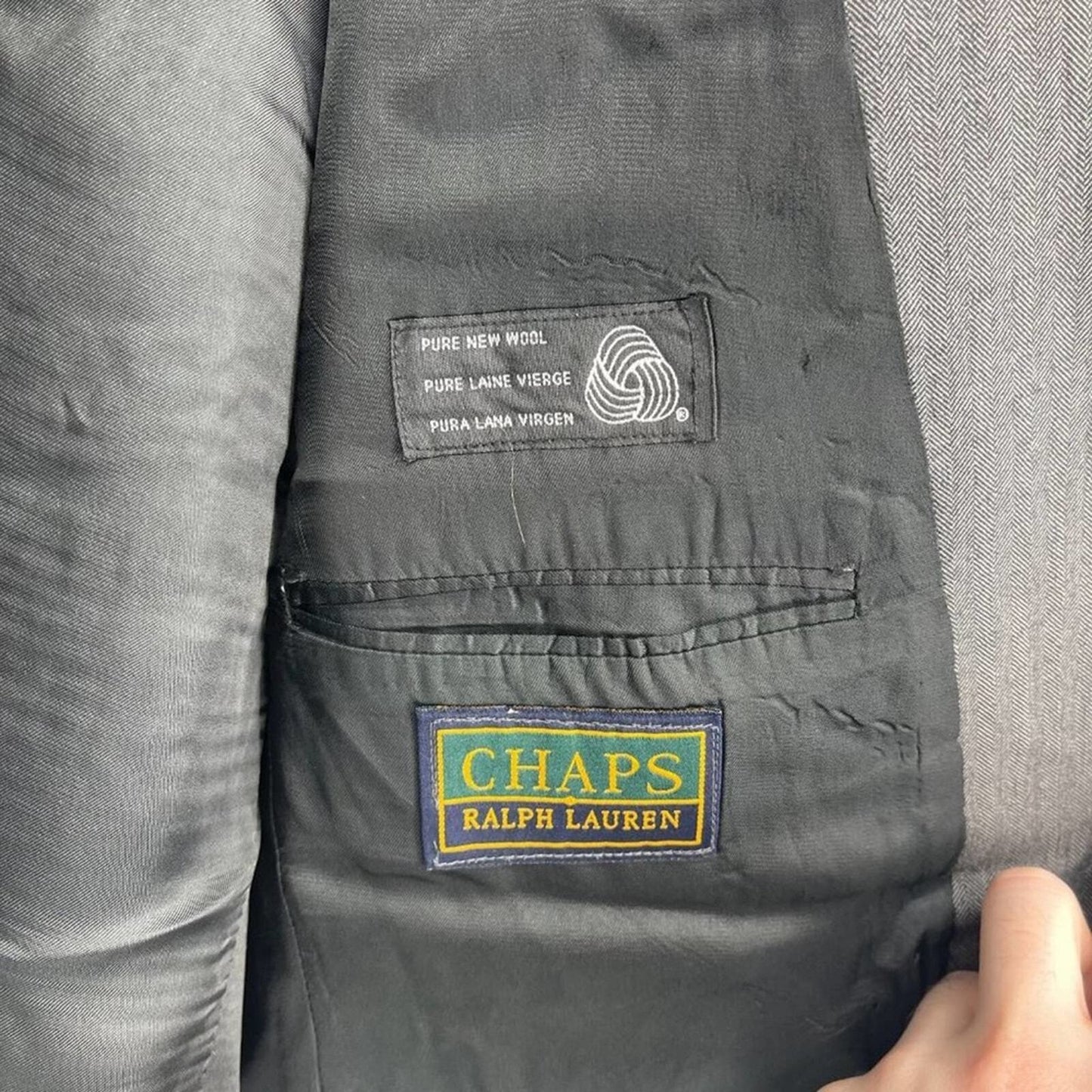 Chaps/Ralph Lauren Wool Blend Single Breasted Grey Suit Jacket Size 42S