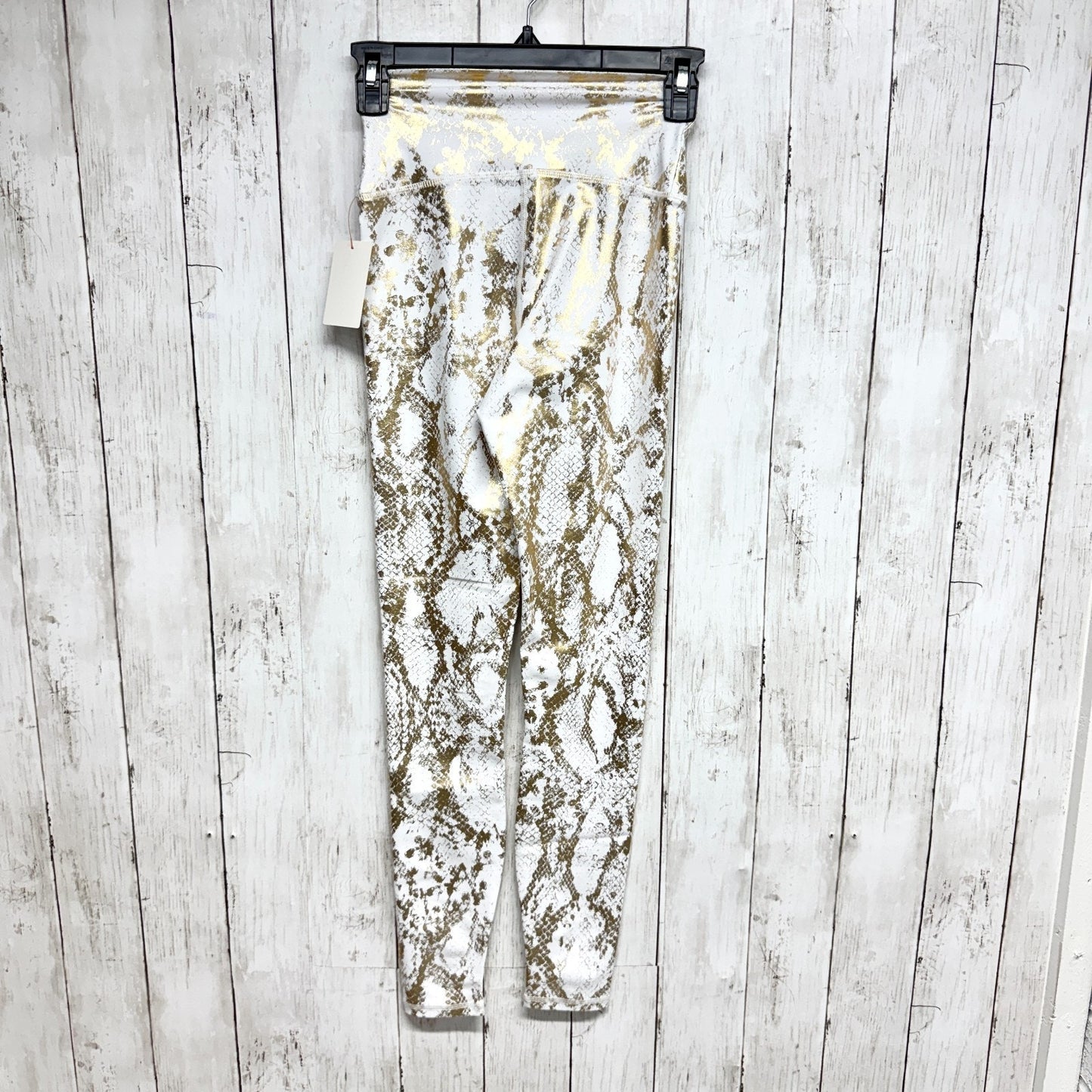 Carbon 38 Pants Women Size XS Gold Metallic Snake Skin Print Athletic Leggings
