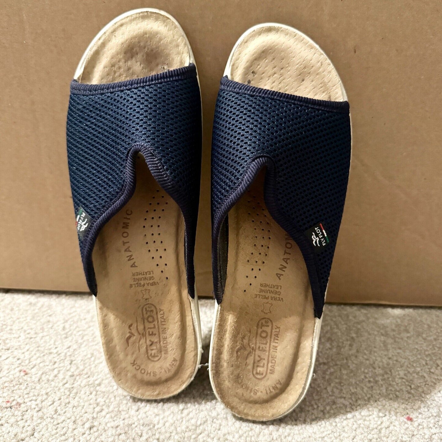 Flyflot Anatomic Womens 39/ 8.5 Slip On Sandals Vera Pelle Blue Open Toe