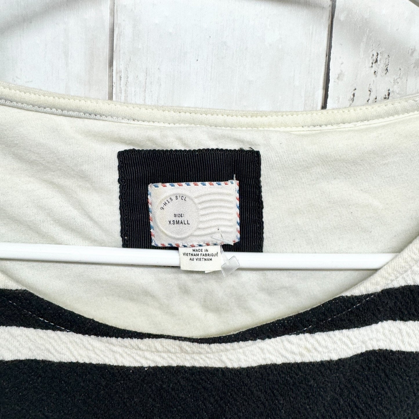 Anthropologie Top Women Size XS Black White Stripe Sleeveless Peplum Y2K Blouse