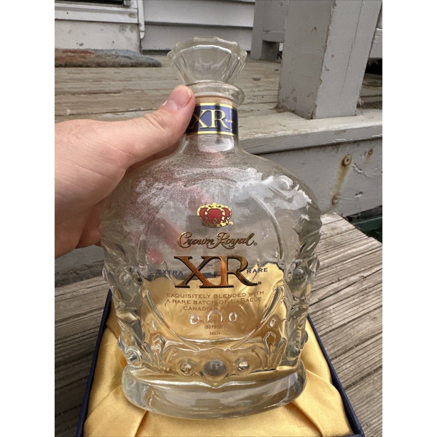 Crown Royal Bottle (Empty) with Original Box and Velvet Bag