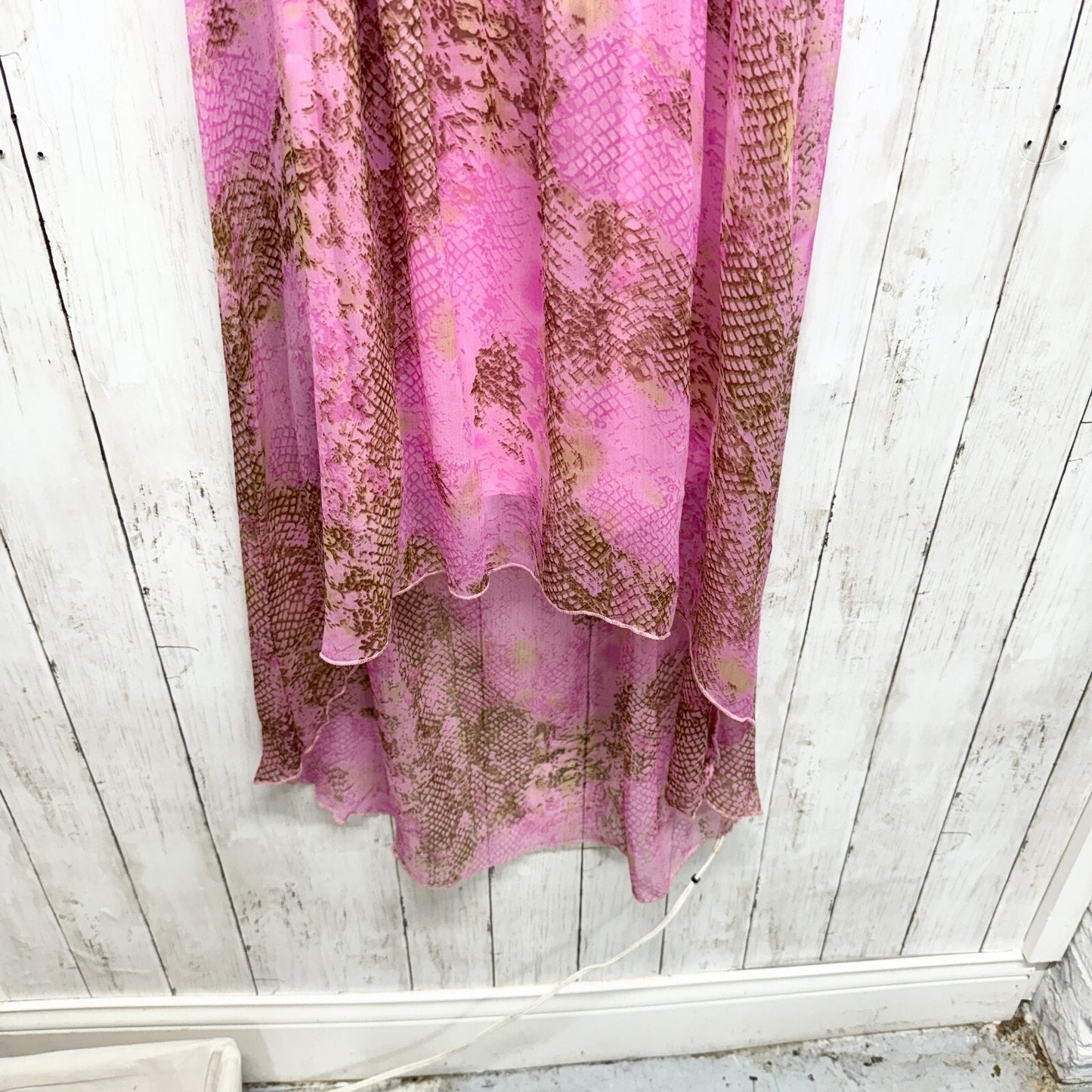 JESSICA TAYLOR Dress Women Size L Polyester Pink High Low Maxi Sleeveless Sheer