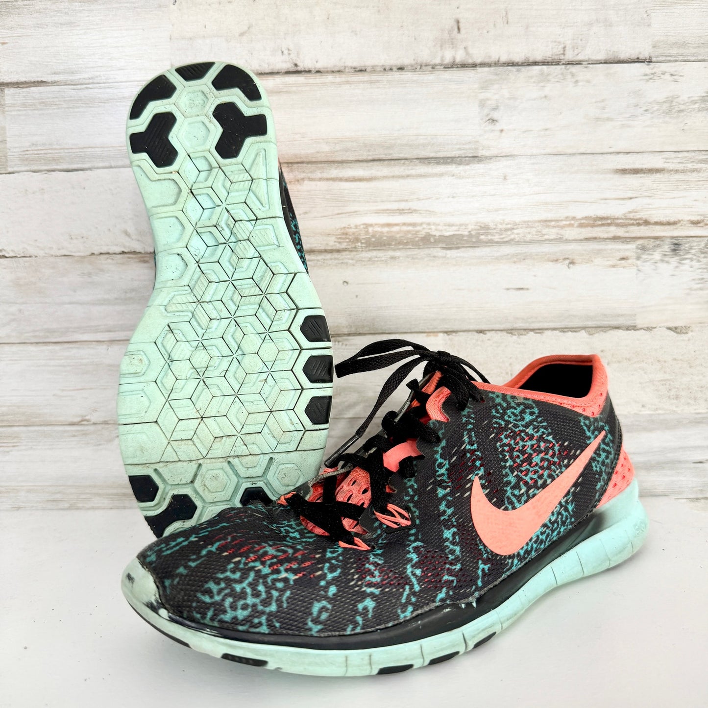 Nike Womens Free 5.0 TR Fir 5 Black/Orange/Teal Running Shoe Size 8.5
