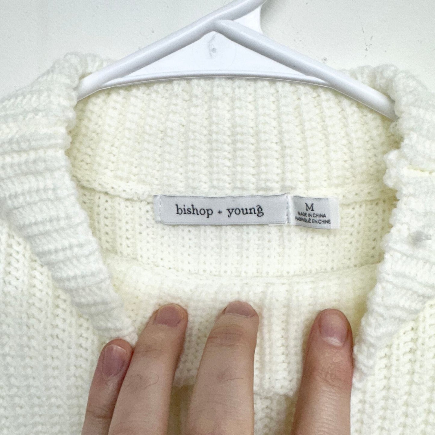 Bishop + Young Knit Woven Vest Trim Chunky Mock Sweater Size Medium