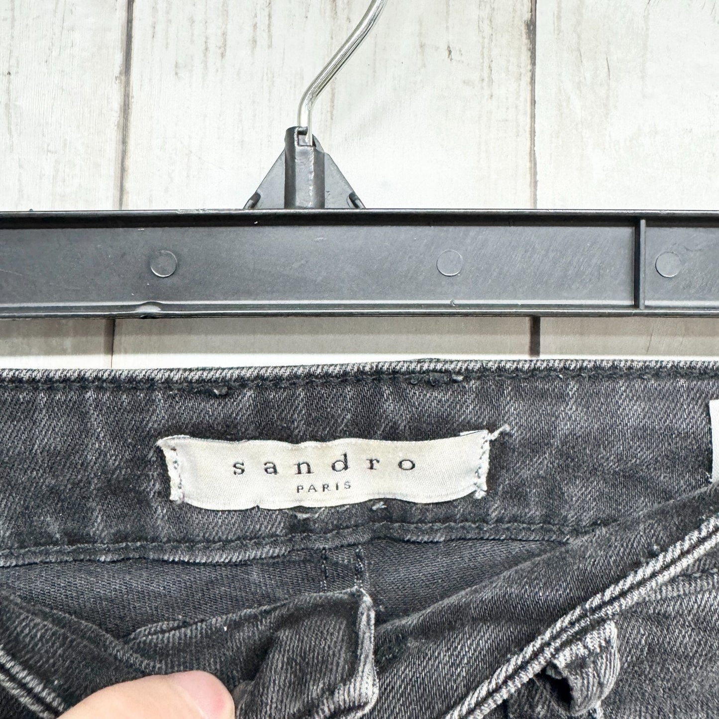 Sandro Pants Women ERU 36 Washed Black Slim Skinny Denim Jeans Zip Fly 5-Pocket