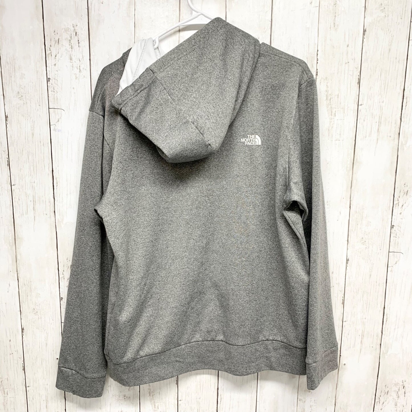 The North Face Sweatshirt Women Size Medium Hooded Drawstring Gray White Casual