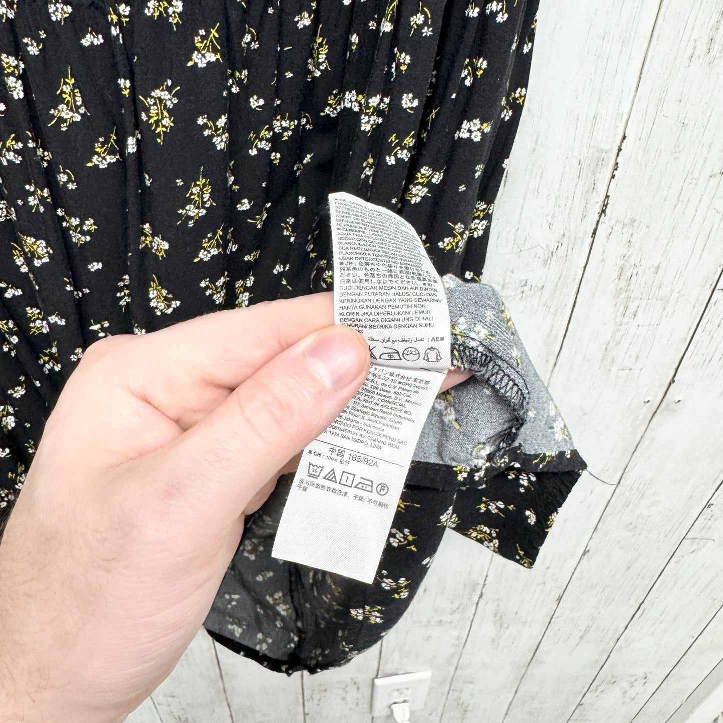 Old Navy Dress Women Size Medium Black Dainty Floral Short Sleeve T-Shirt Mini