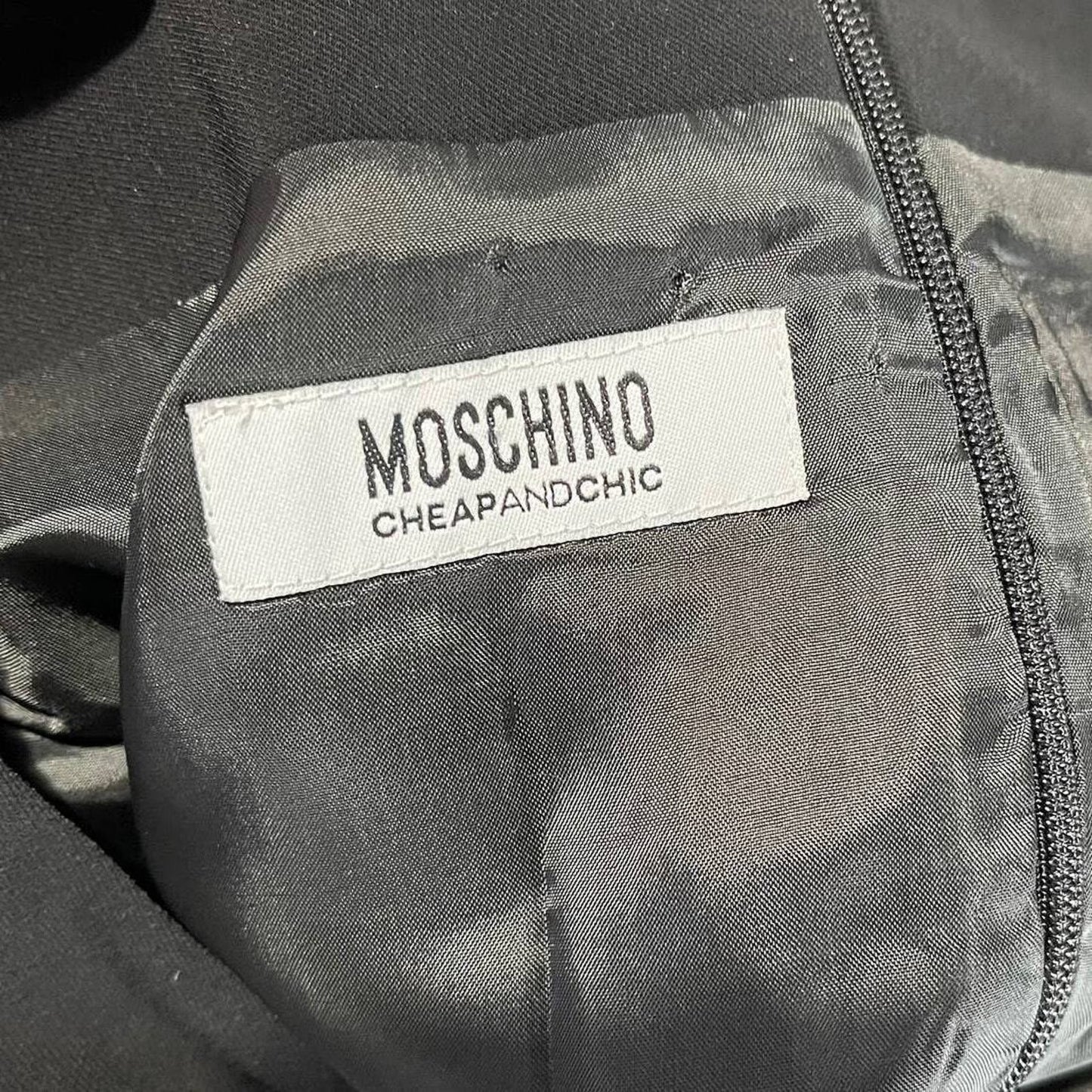 MOSCHINO CHEAP AND CHIC Dress Women Size 6 Black Bateau Neckline Mini Ruffled