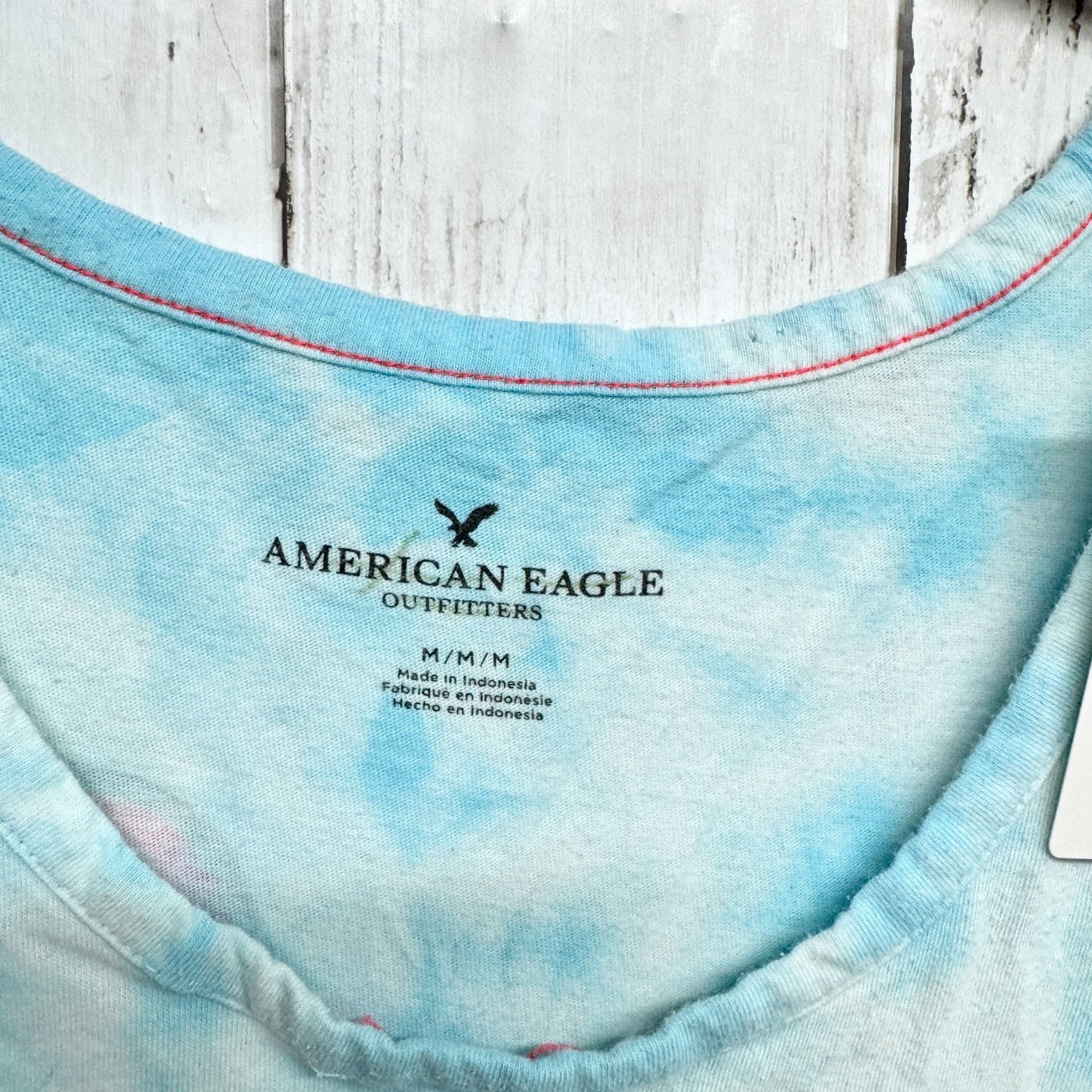 American Eagle Shirt Women Size Medium Blue Graphic Tie Dye Sleeveless Tank Top