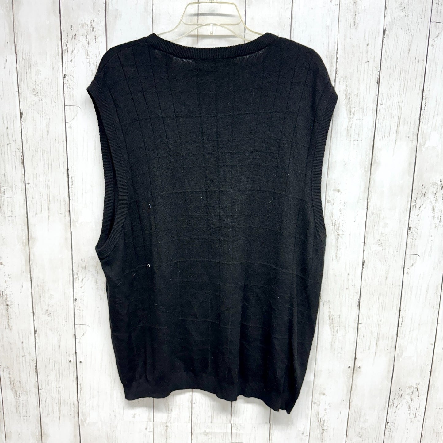 BACHRACH Vest Men XXL 100% Sleeveless Silk V Neck Sweater Vest Charcoal Black