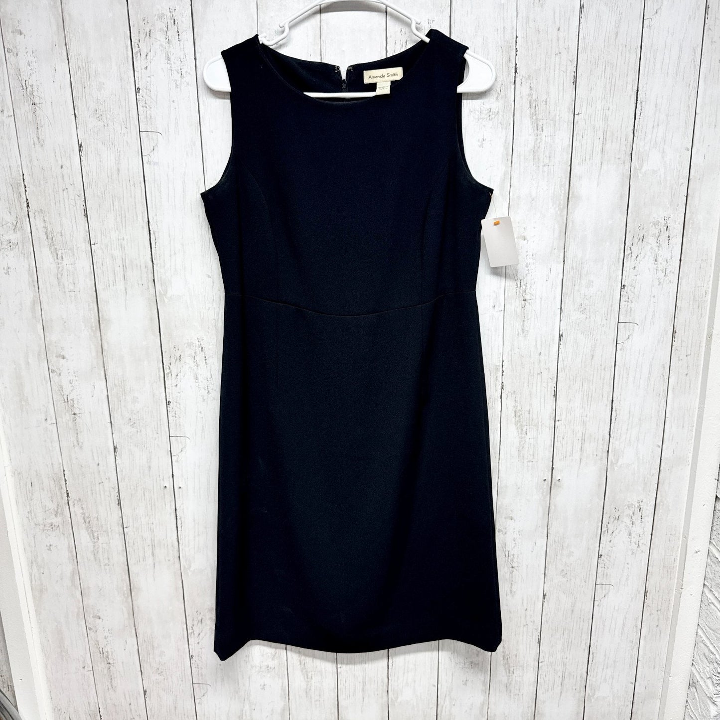 Amanda Smith Dress Women Size 8 Black Sleeveless Sheath Mini Zip Back Business