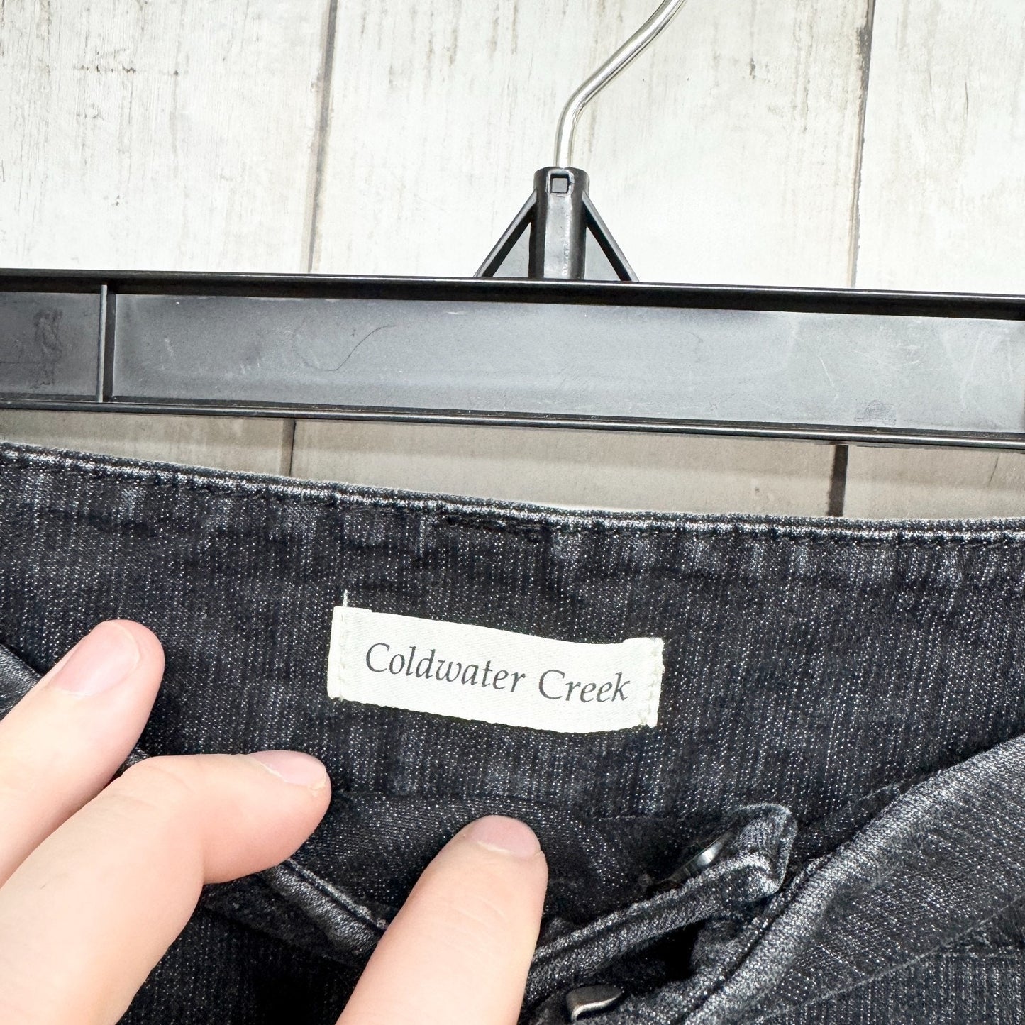 Coldwater Creek Pants Women P14 Dark Black Wash Denim Wide Flared Leg Jeans