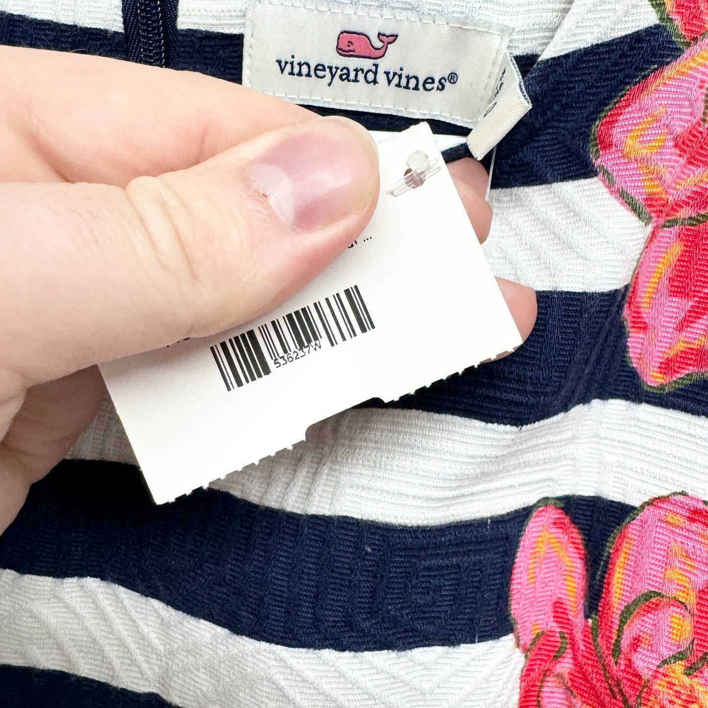 Vineyard Vines Size 0 Magnolia Striped Sleeveless Shift Dress Bold Flowers Roses