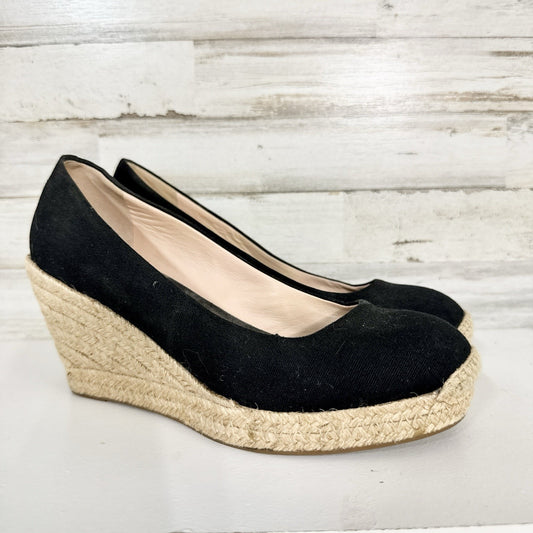 J. Crew Shoes Women Size 7 Black Canvas Wedge Espadrille Jute Slip On Casual