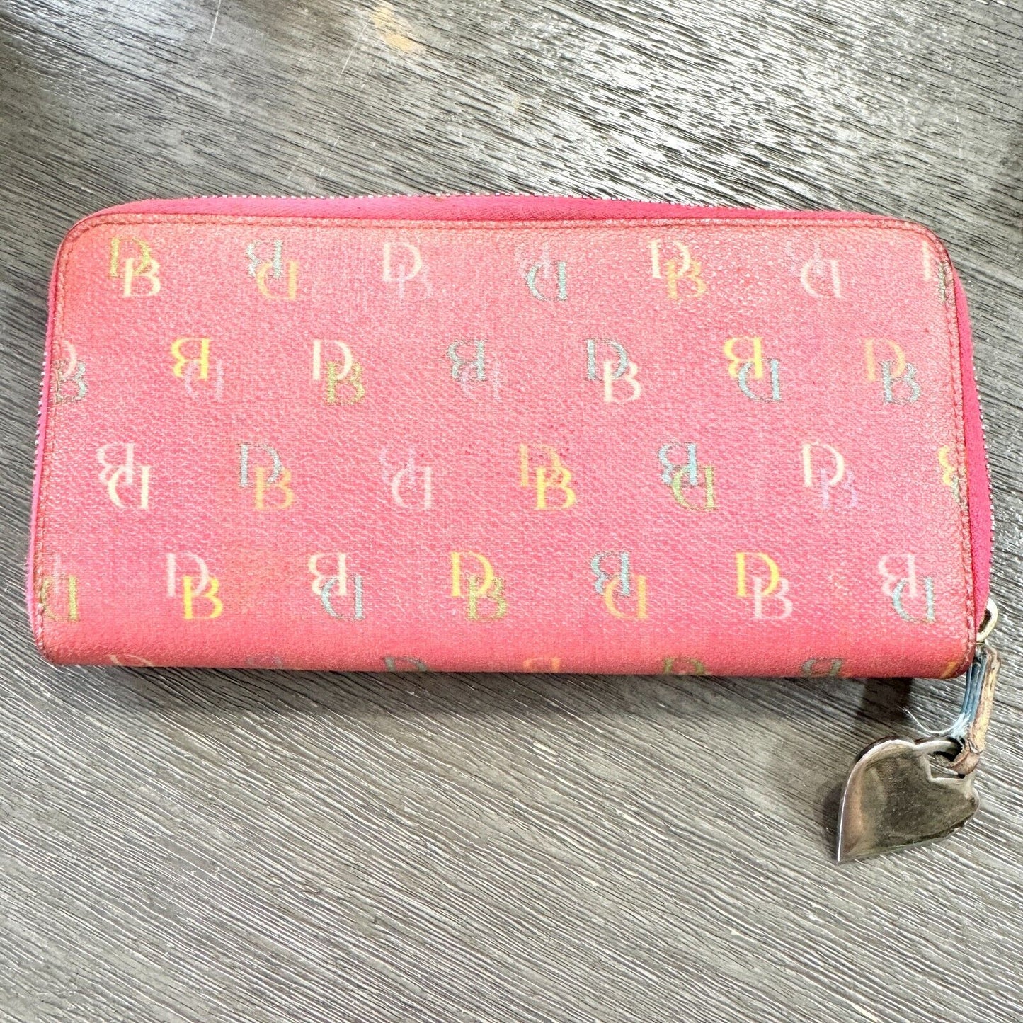 Dooney & Bourke Y2K Pink Signature Coated Canvas Mini Zipped Envelope Wallet