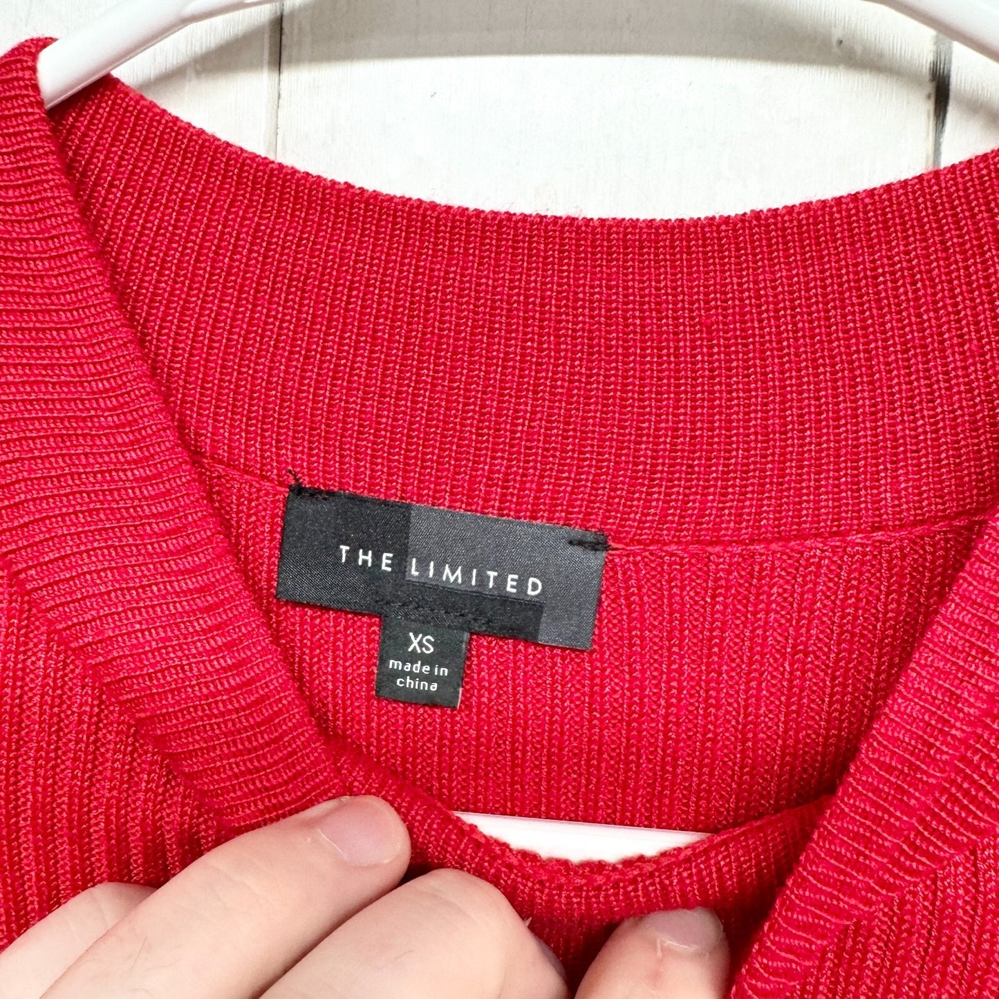 The Limited Dress Women Sz XS Long Sleeve Red Knee Length Rib Tight Knit Sweater