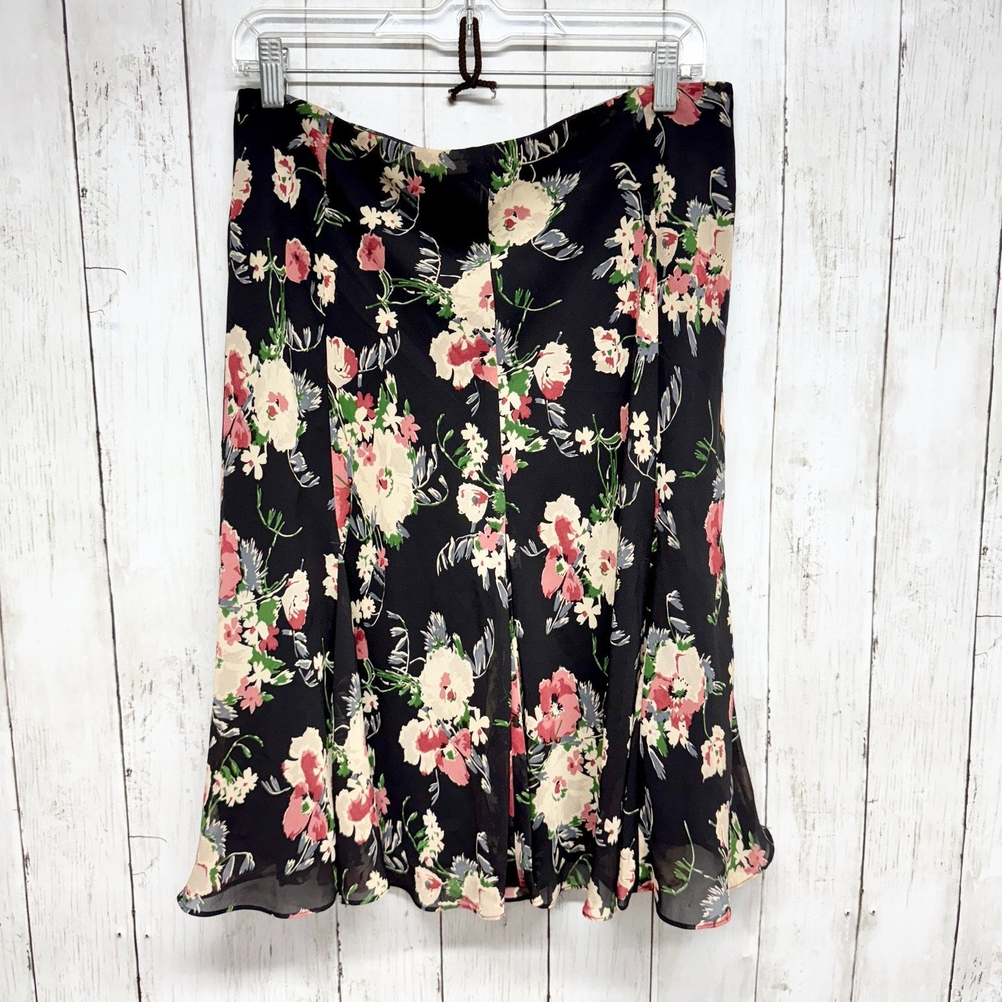Chaps Skirt Women Size Medium Black Multicolor Floral Tube Top Business Casual
