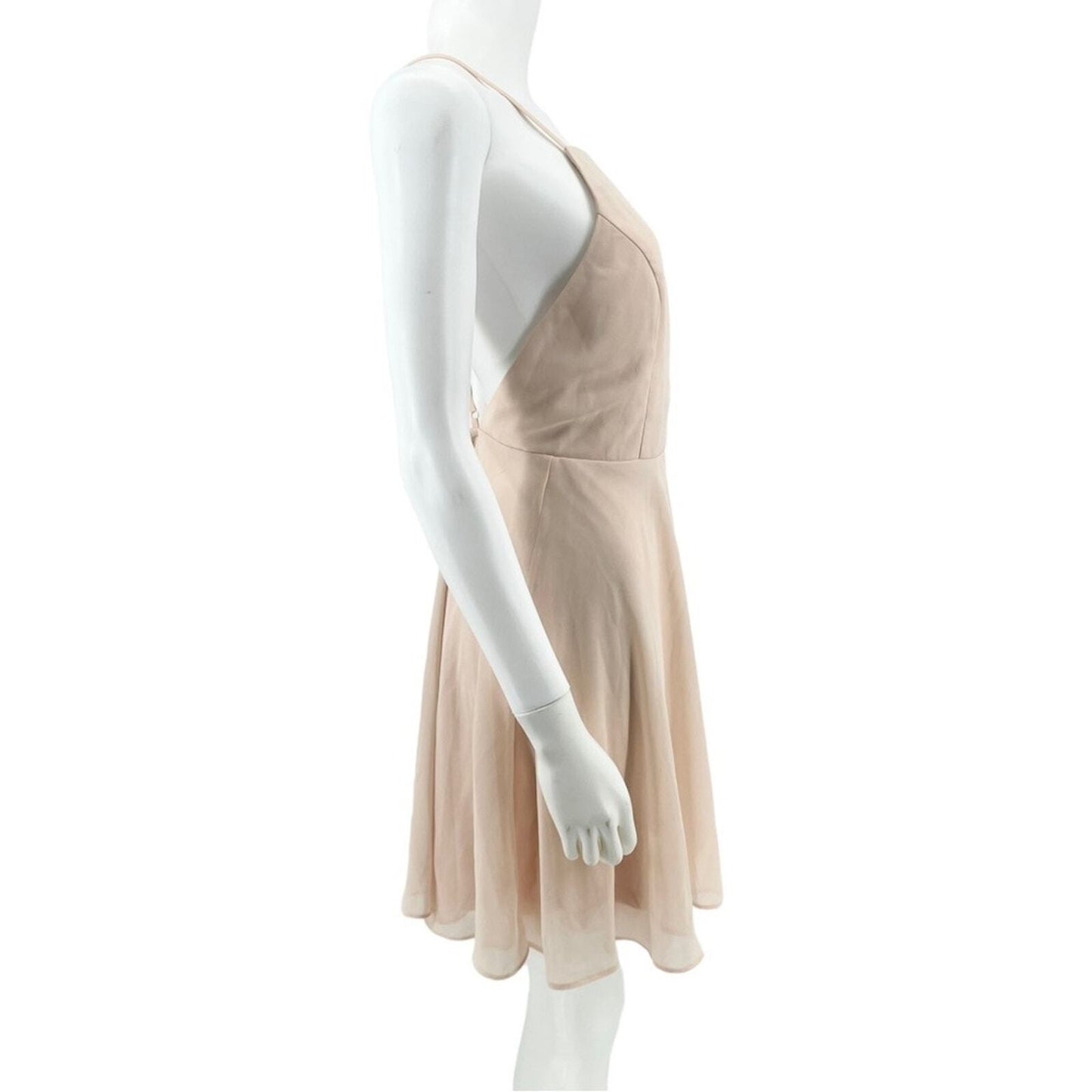 LULUS Dress Women Size Medium Mini Letter Of Love Blush Pink Skater Open Back