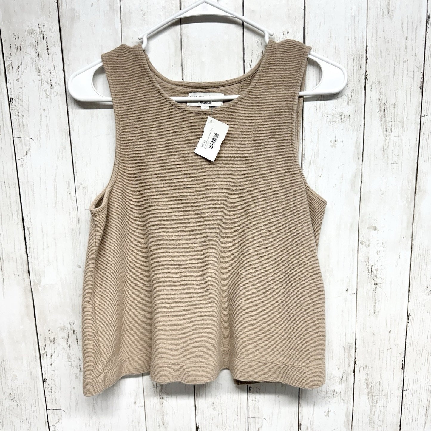 MADEWELL Tank Top Women Size M Sleeveless Brown Textured Straight Hem Round Neck