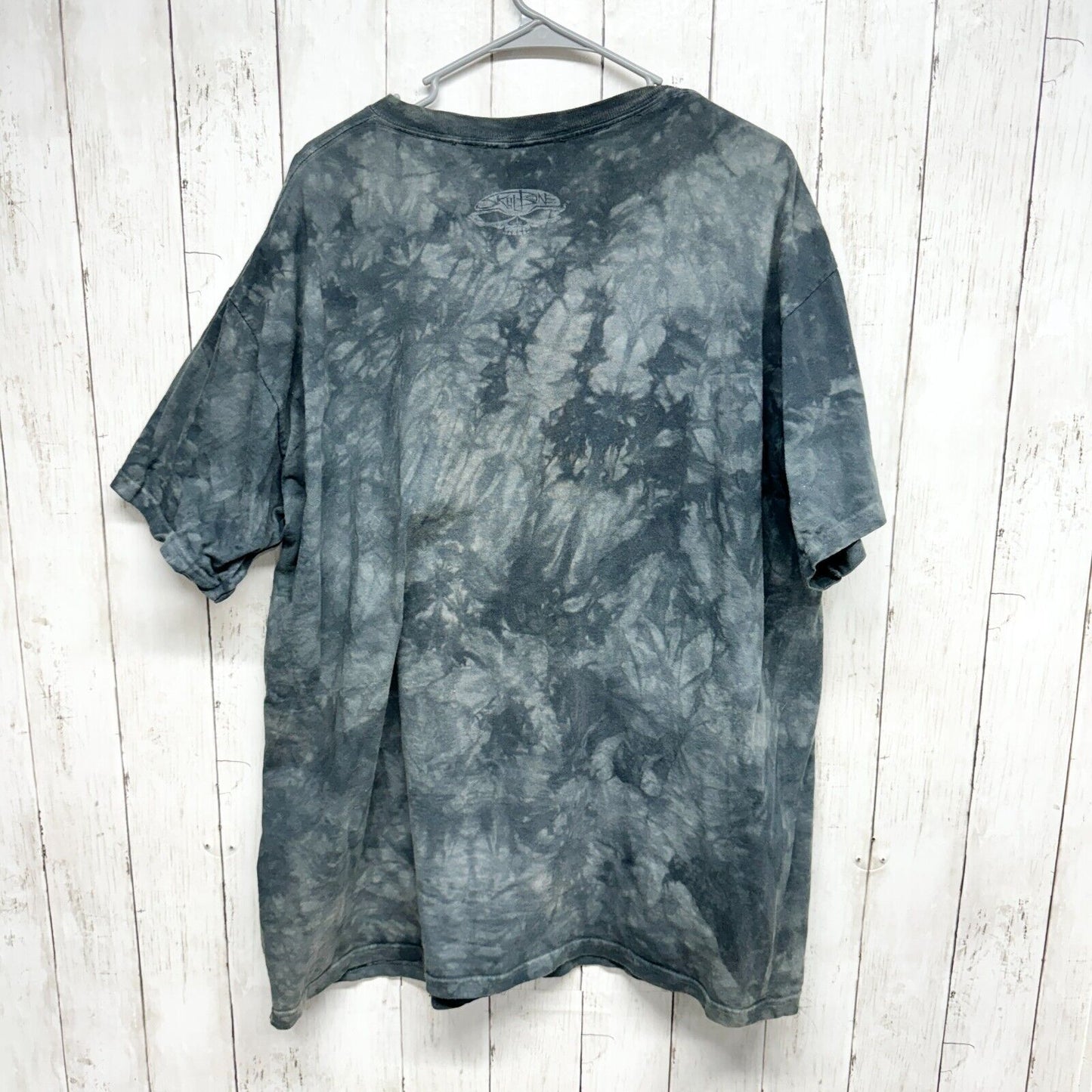 Vintage 2005 SKULLBONE Unisex 2XL 3D Skull Stacked Tie Dye Blue Y2K Men’s