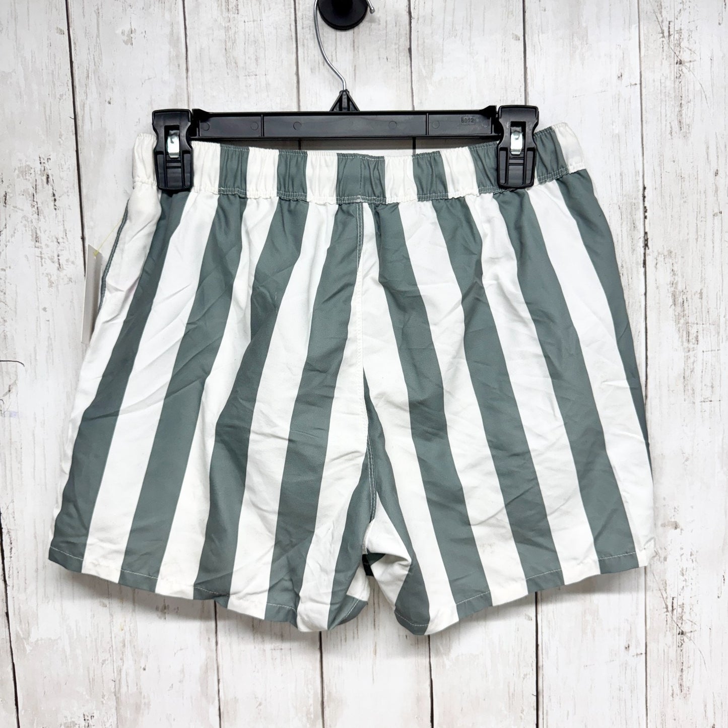 ASOS Short Women Size 2XS To Fit Waist 28" Green Cream Stripe Pull On Shorts