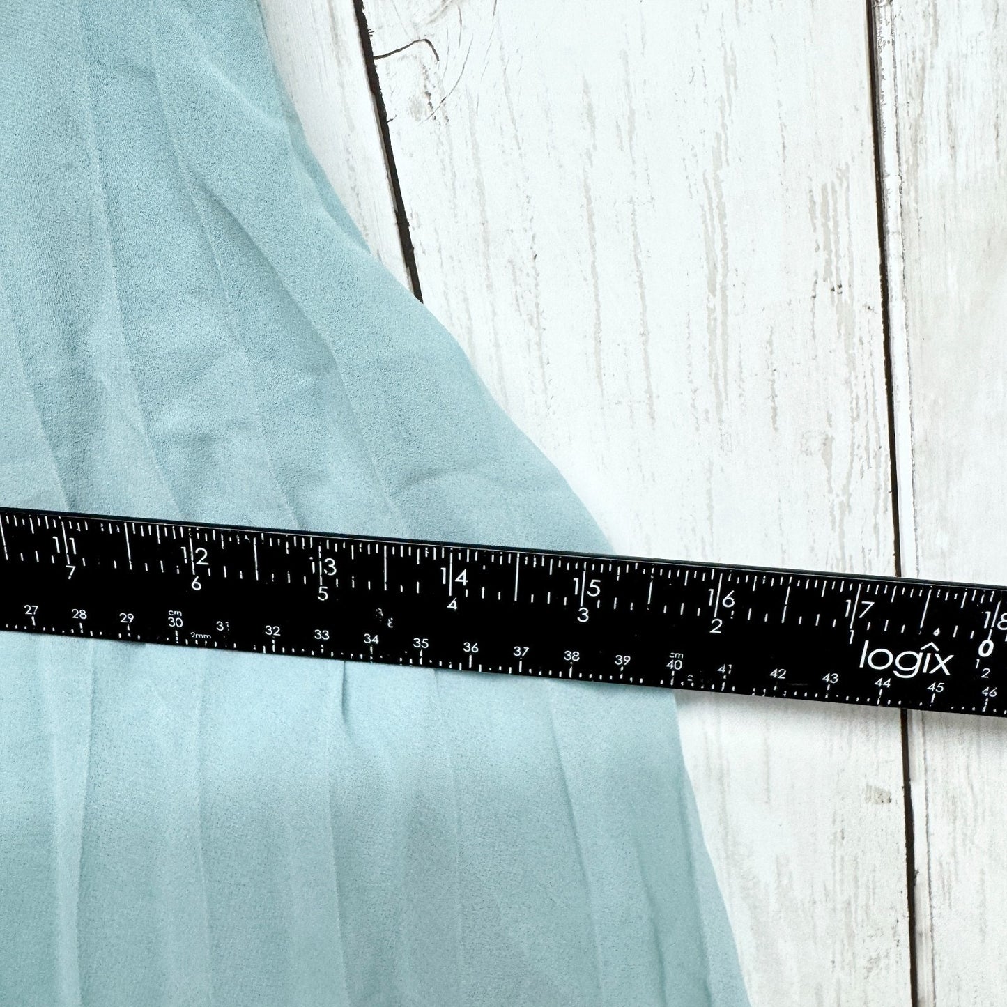 ASOS Skirt Women Size 14 Light Blue Linen Blend Mini Side Button Zip Back Preppy