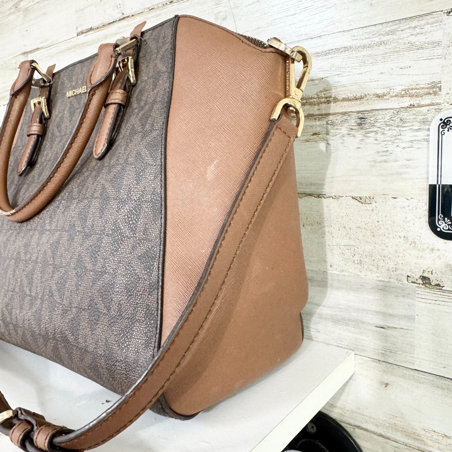 Michael Kors Ciara Medium Signature Logo 2 Way Brown Crossbody Messenger Bag