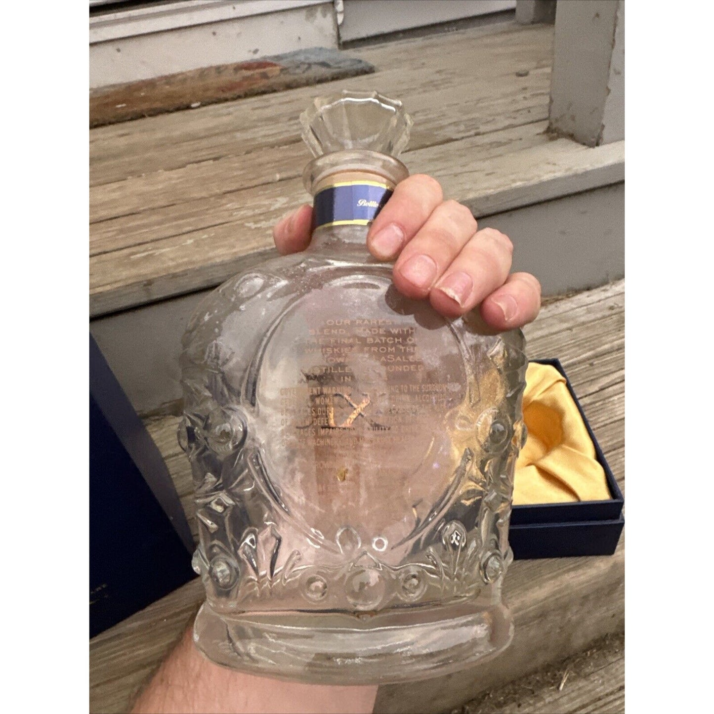 Crown Royal Bottle (Empty) with Original Box and Velvet Bag