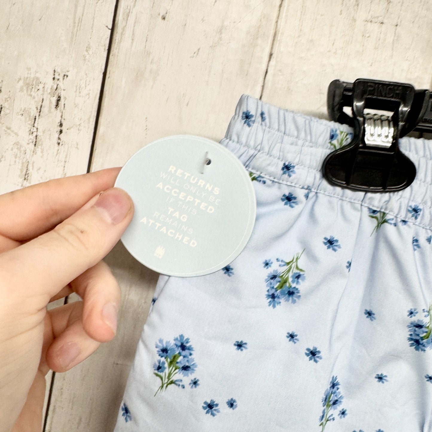 Hill House Shorts Kids Size 5/6Y Blue Ditsy Floral Pocket Elastic Waist NEW