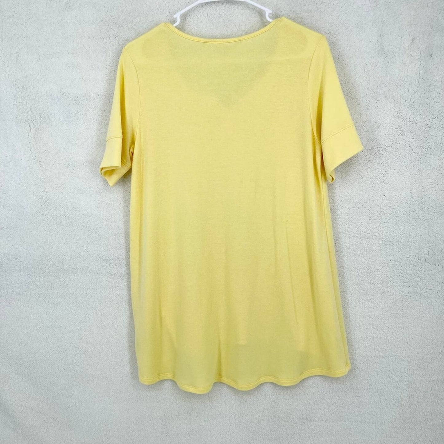 SOFT SURROUNDING Top Women Size Medium Swoop Neck Short Sleeve Yellow High Low