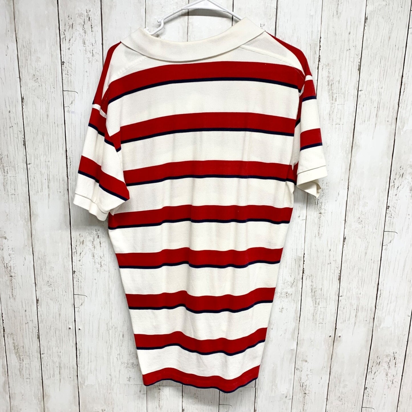 Polo Ralph Lauren Shirt Men Size Medium Collared Button Stripe Polo Red White