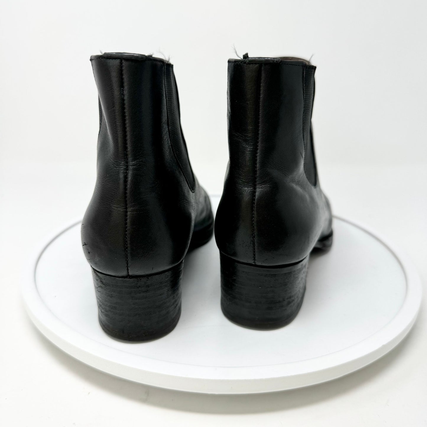 Fatte A Mano Women Black Leather Upper Slip on Ankle Booties Size 39 / US 8.5