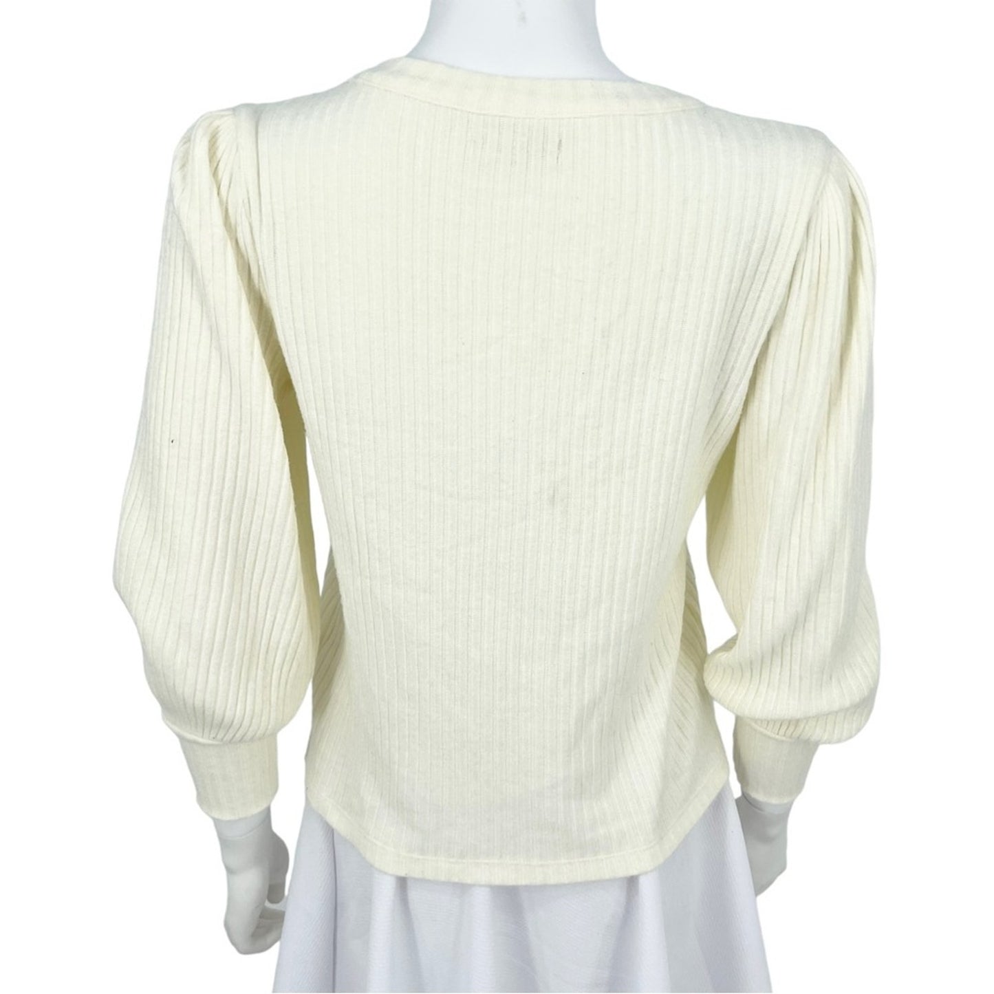 Madewell Women's Cream Balloon Long Sleeve Crewneck Fall Sweater Size XS