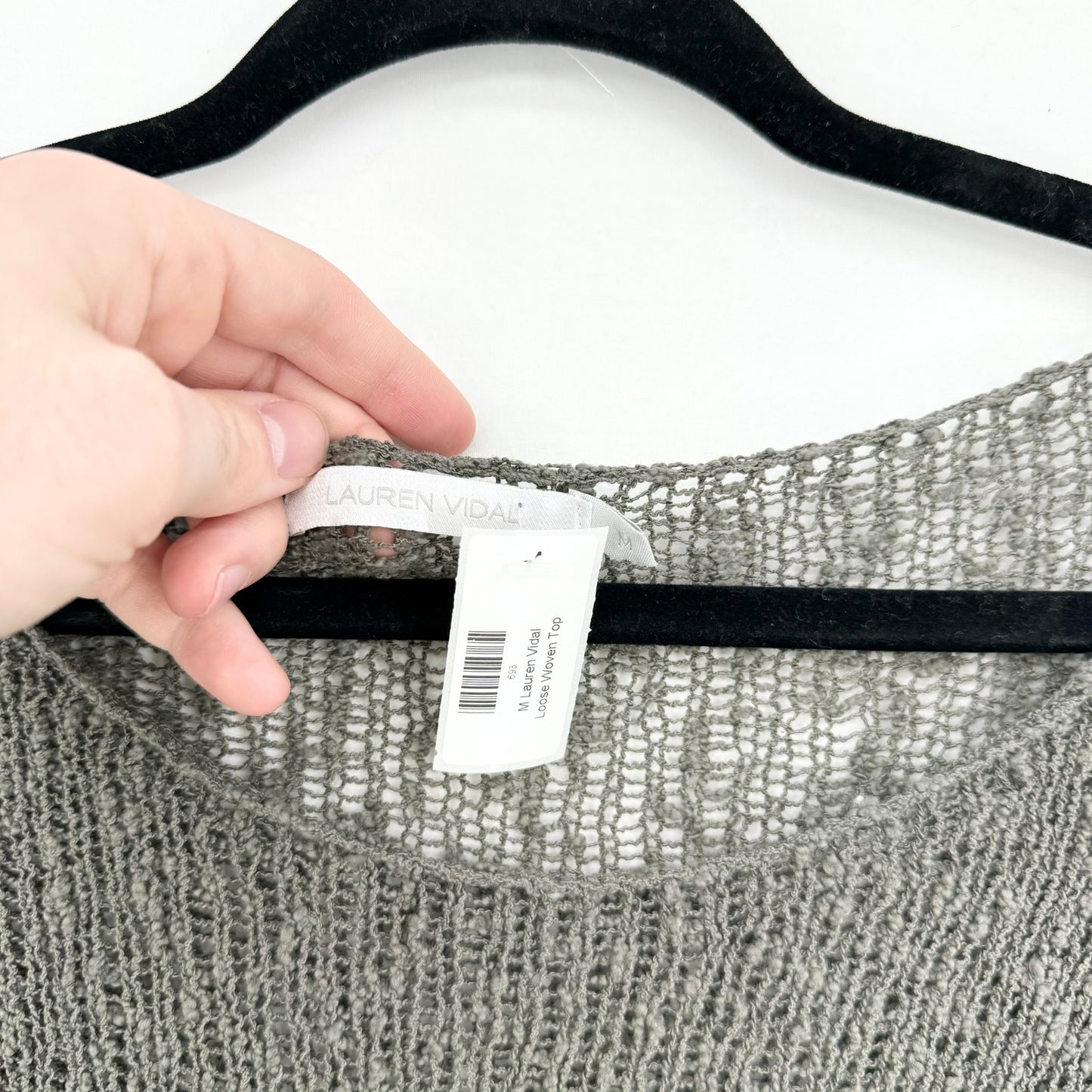 Lauren Vidal Women Grey & Cream Striped Oversized Knit Sweater Top Size M