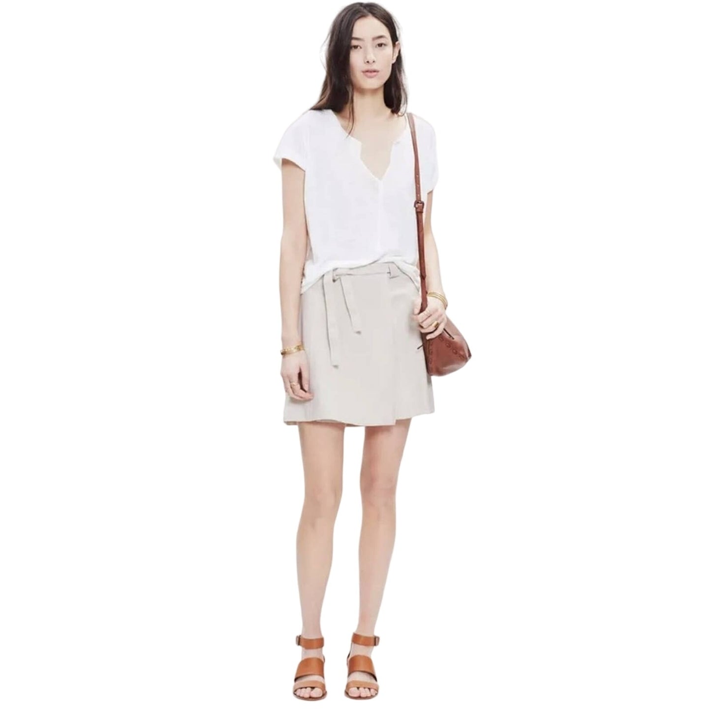 Madewell Women’s Faux Tan Suede Mini Leather Wrap Skirt Size 2