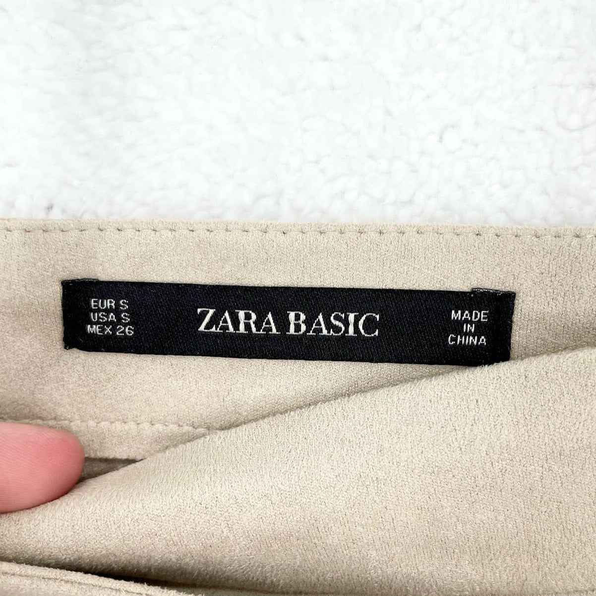 Zara Basic Women's Tan Faux Suede Midi Business Button Size Small Casual Skirt
