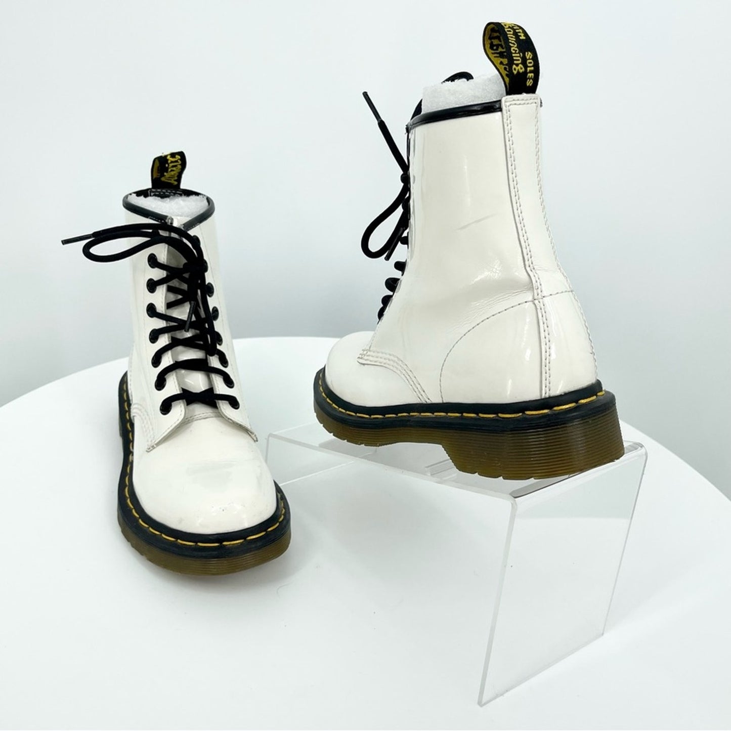 Dr. Martens 1460 White Women's Patent Leather Laced Boots Size US 5