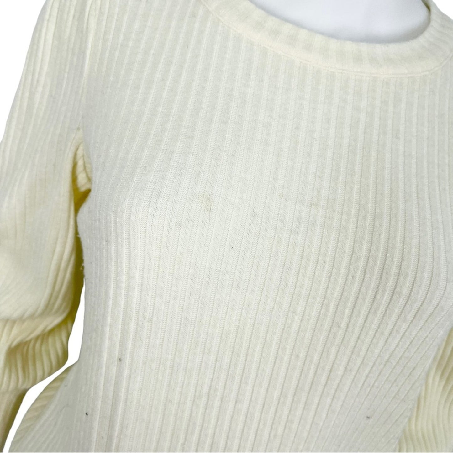Madewell Women's Cream Balloon Long Sleeve Crewneck Fall Sweater Size XS